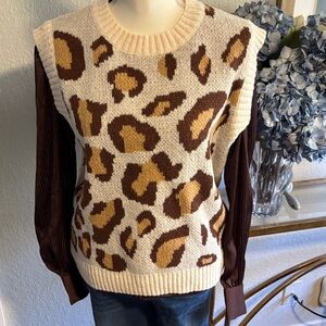 Animal print sweater vest